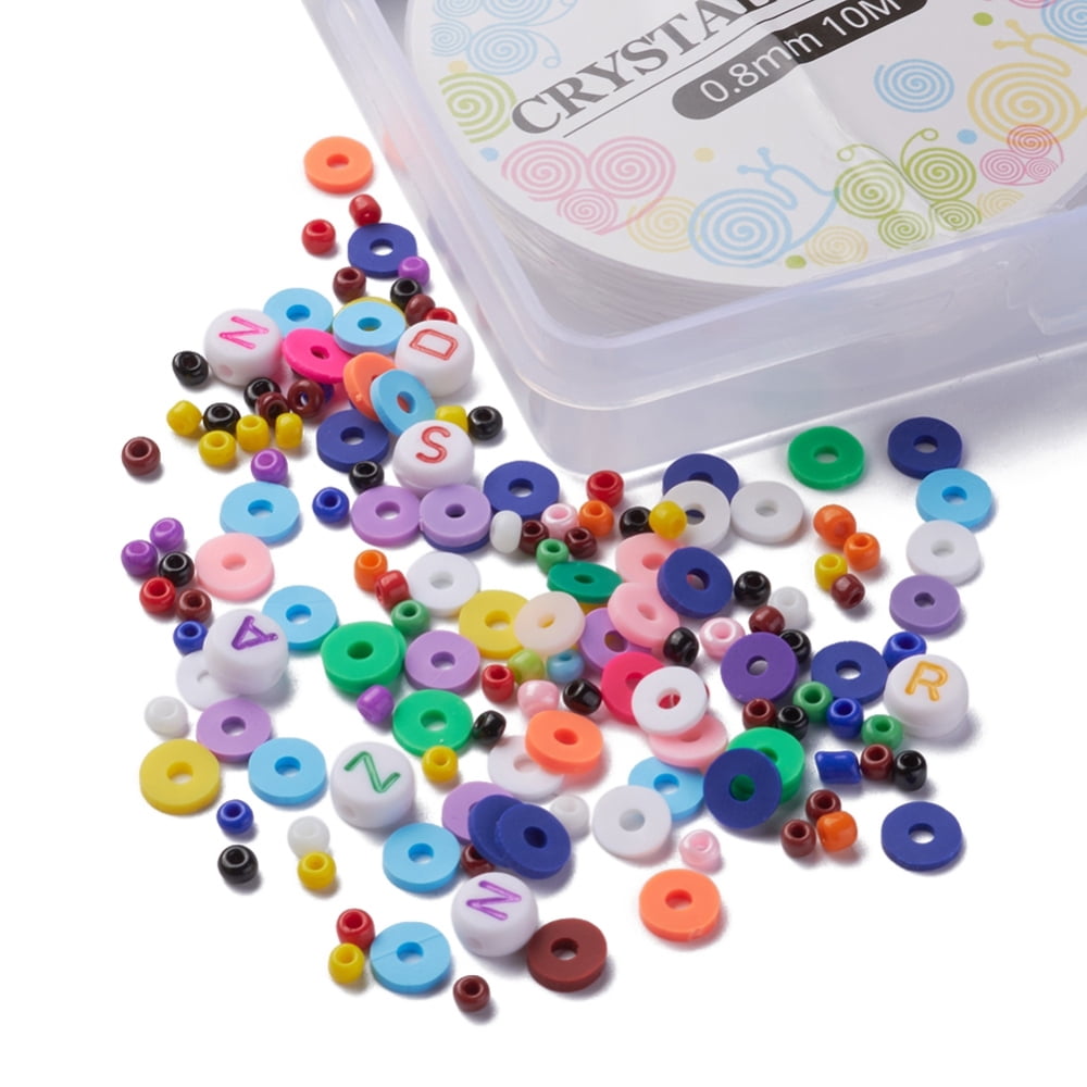 DIY Letter and Heishi Beaded Earring Bracelet Making Kit Including Polymer Clay Disc Glass Seed Initial Polymer Clay Beads: 84g/box