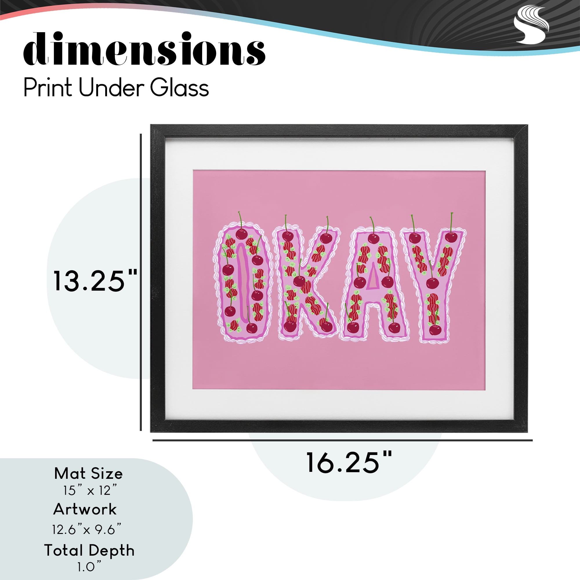 Stupell Industries Okay Pastel Cherry Cake Black Framed Print Under Glass, design by Ziwei Li