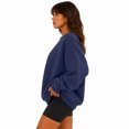 thumbnail image 5 of Garbnen Crew Neck Sweatshirt Women Fleece Long Sleeve Shirt for Women Casual Fall Winter Warm Oversized Trendy Pullover for Women Blue M, 5 of 6
