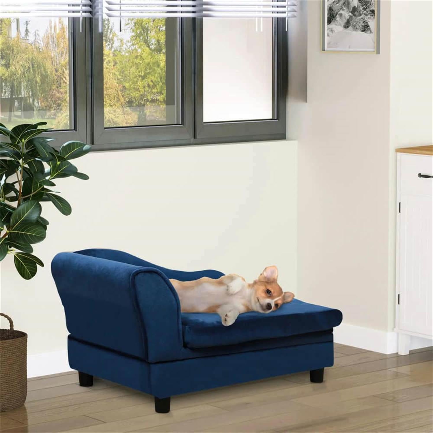 resenkos 29" Ultra Comfortable Pet Sofa Bed Couch with Storage, Pet Couch for Cats and Small Dogs, Cozy Sofa for Pups, Blue
