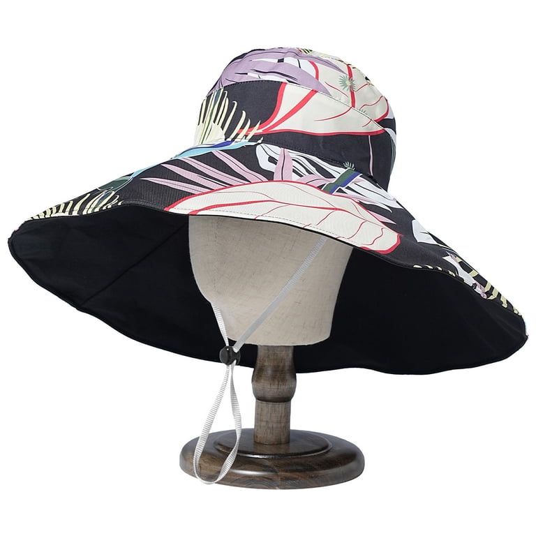 AJGRHE Wide Brim Sun Hat for Women Reversible Beach Hats  display picture 1