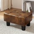 thumbnail image 1 of Multi-Purpose Tufted Ottoman,9''H Fabric Footstool with Plastic Legs,Soft Rectangular Foot Rest for Living Room,Bedroom,Yellowish Brown, 1 of 7