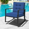 thumbnail image 2 of Patiojoy Outdoor Wicker Rocking Chair Glider Rattan Rocker Recliner with Navy Cushion, 2 of 7