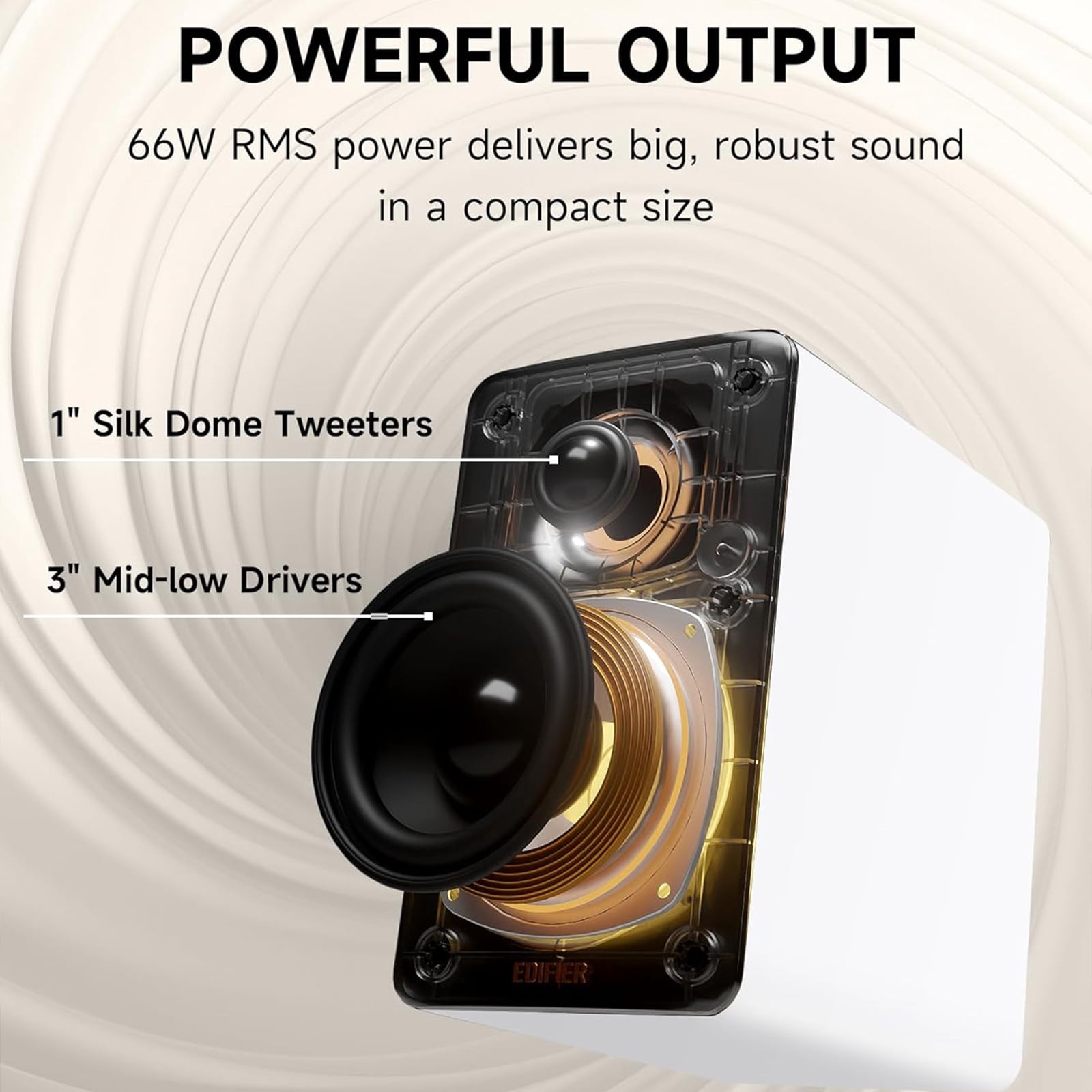 Edifier M60 Bluetooth Compact Desktop 2.0 Speakers - High Res - 66 Watts (Ivory)