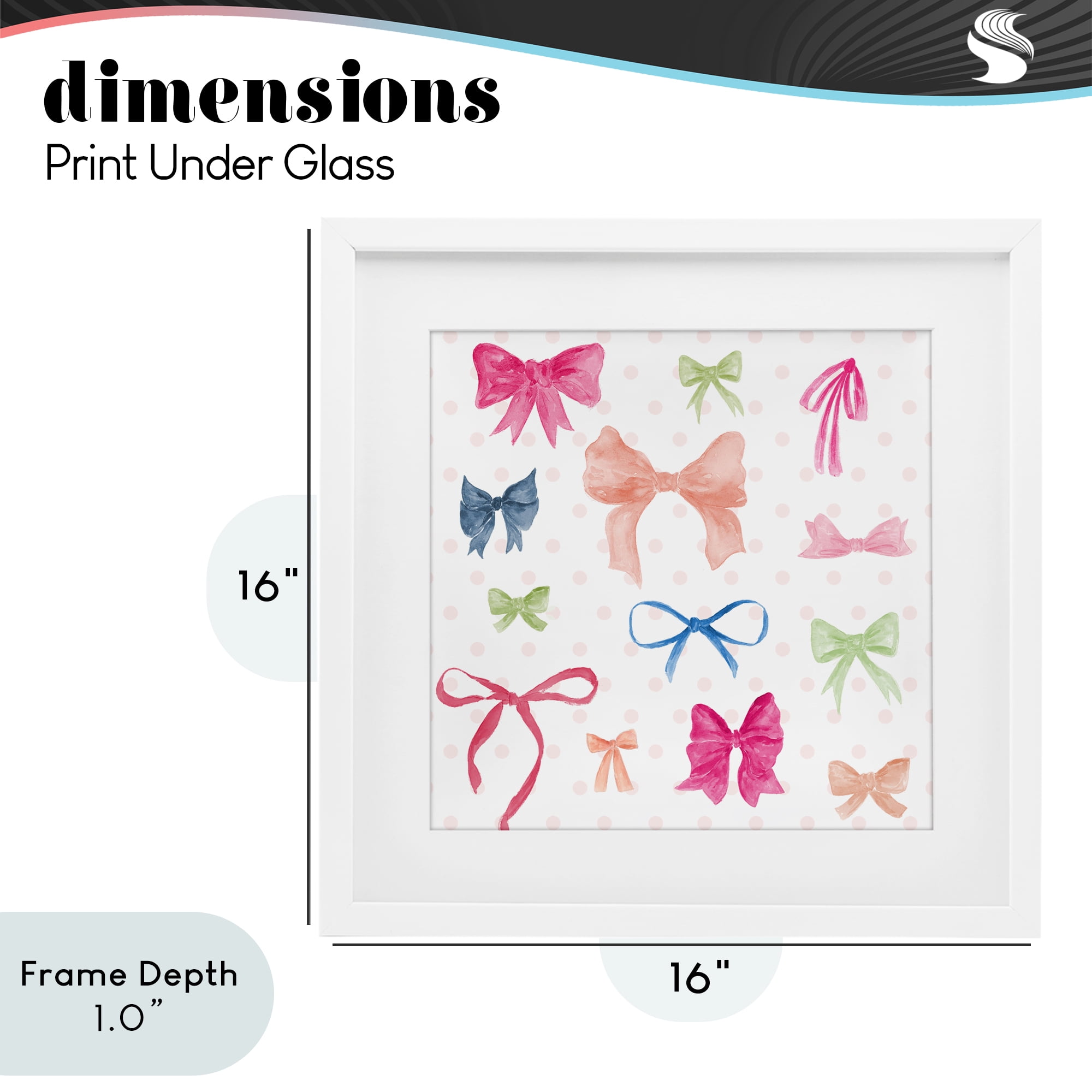 Stupell Industries Colored Bows on Plaid White Framed Print Under Glass, design by Lucille Price