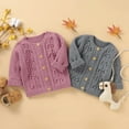 thumbnail image 4 of Toddler Baby Girl Knit Cardigan Kids Ruffle Long Sleeve Button Down Sweater Top Fall Winter Warm Jacket Coat, 4 of 9
