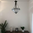 thumbnail image 4 of Tiffany Pendant Lighting Ceiling Lights White Stained Glass Hexagon LED Bulbs Included for Dining Room Living Room Bedroom 16"W*16"D*60"H, 4 of 7