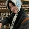 thumbnail image 3 of Popular Knit Headscarf With Flower Decors Crochet Bandana Winter Ear Warmers, 3 of 11
