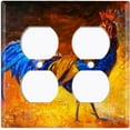 thumbnail image 3 of Metal Light Switch Plate Cover Colorful Rooster Fiery Sunset Portrait Painting PNT006, 3 of 13