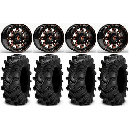 Fuel Lethal Orange 14 Wheels 30 Cryptid Tires Kawasaki Mule Pro FXT