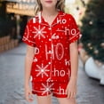 thumbnail image 4 of RUTAYY Girls Christmas Pajama Set Snowflake Letter Print Short Sleeve 2 Piece Set Children Sleepwear, Red, 4 of 4