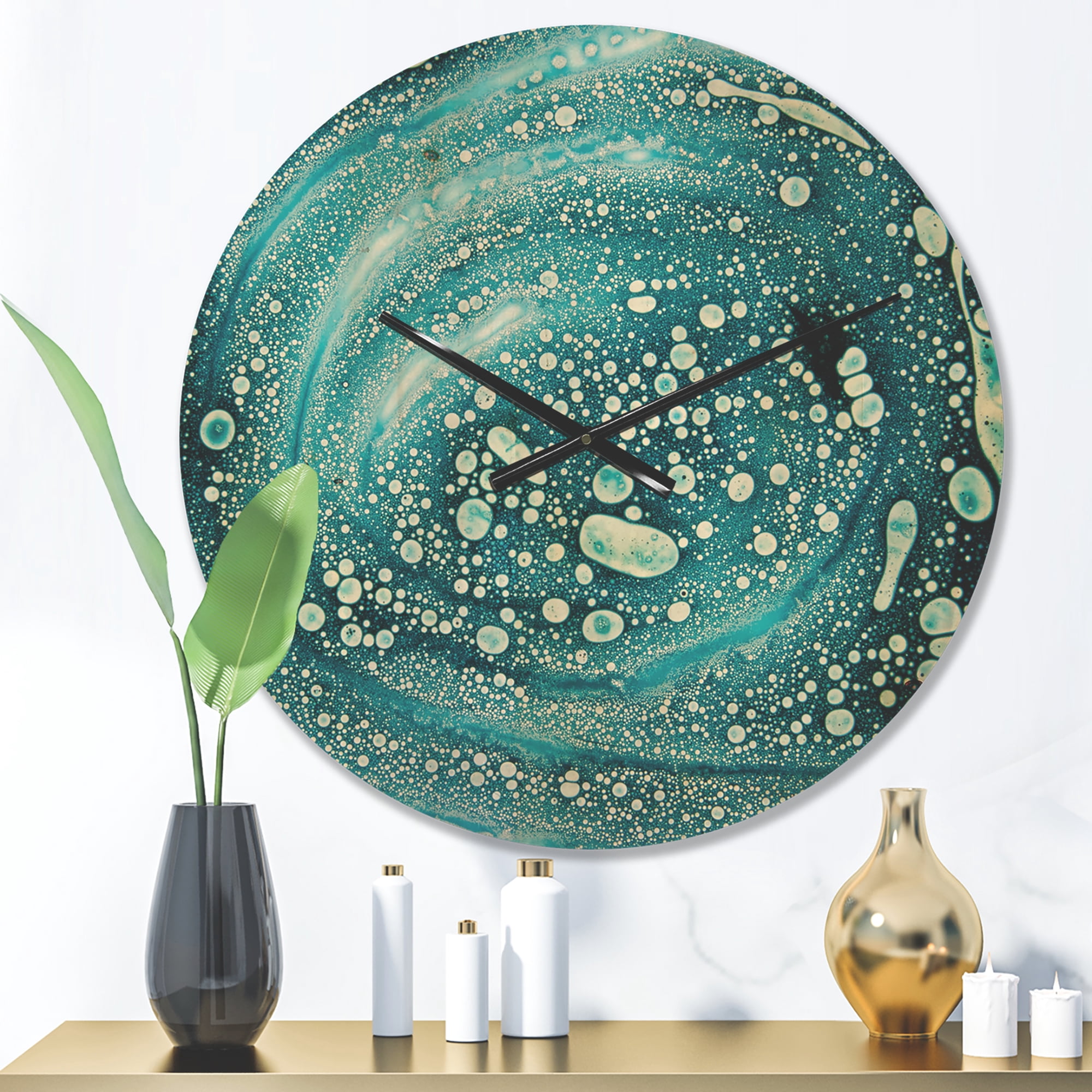 Designart 'Precious Blue Abstract Pattern' Modern Wood Wall Clock