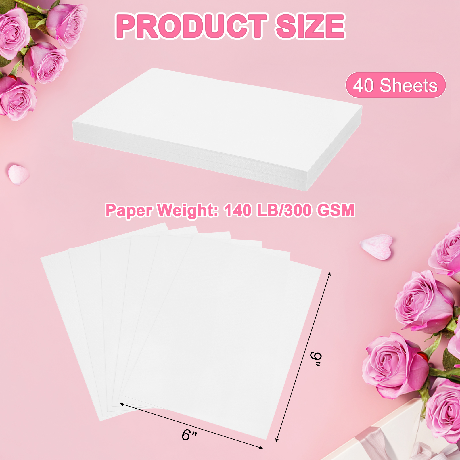6x9 Inch 140 LB/300 GSM Right Corner Watercolor Paper Bulk, Pack of 40