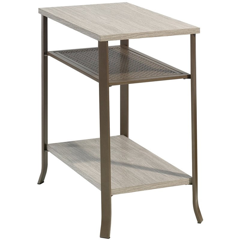 Sauder Center City Wooden Side Table in Champagne Oak