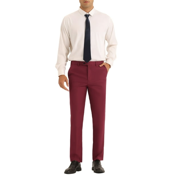 mens burgundy dress slacks Kent & Park Solid Regular Fit Flat Front Pants, 52 Lined to the knee Burgundy Dress Pant | Emerald