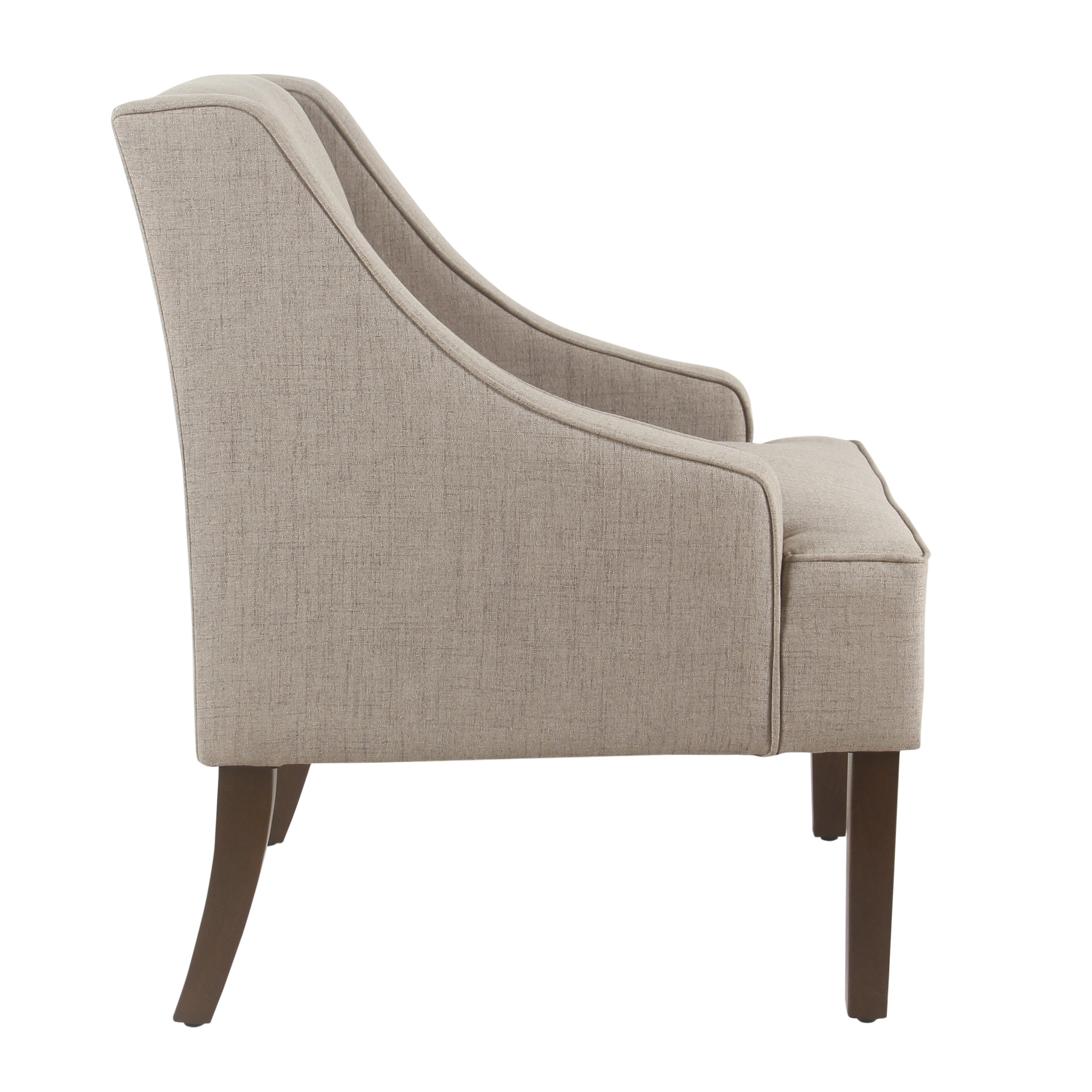 HomePop Classic Swoop Arm Accent Chair, Beige Fabric