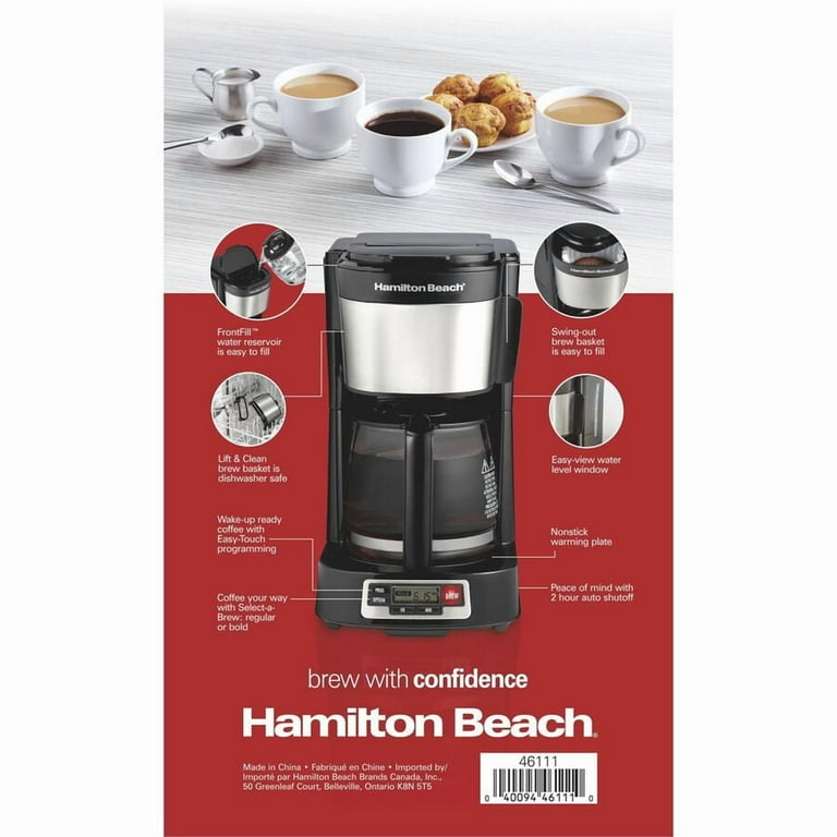 Hamilton Beach Cup Compact Coffee Maker, Programmable, Glass