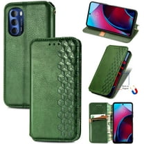 Wallet Case for Motorola Moto G Stylus 5G 2022, Magnetic PU Leather Kickstand Flip Cover with Card Holder Shockproof TPU Shell Embossed Pattern Folio Case for Motorola Moto G Stylus 5G 2022, Green
