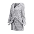 thumbnail image 5 of YanHoo Hooded Robes for Women Soft Fleece Mid-Length Bathrobe Plush Warm Bath Robes with Belt Pockets, 5 of 8