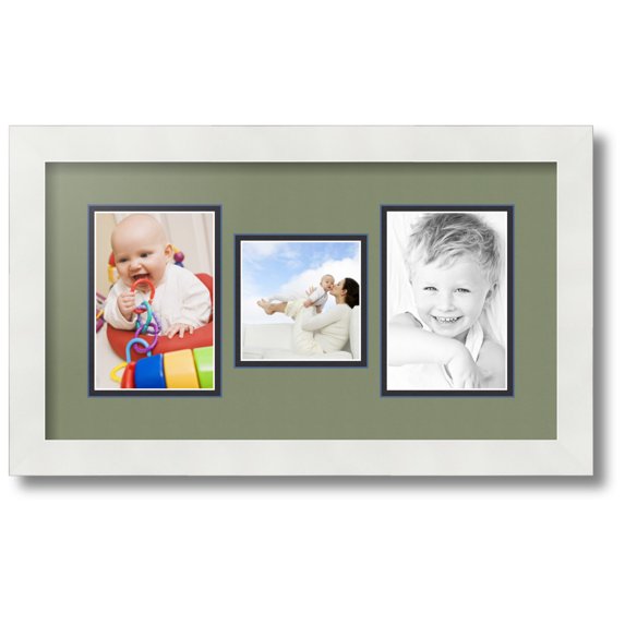 ArtToFrames Collage Photo Picture Frame with 1 - 4x4 and 2 - 4x6 Openings, Framed in White with Basil and Black Mats (CDM-3966-71)
