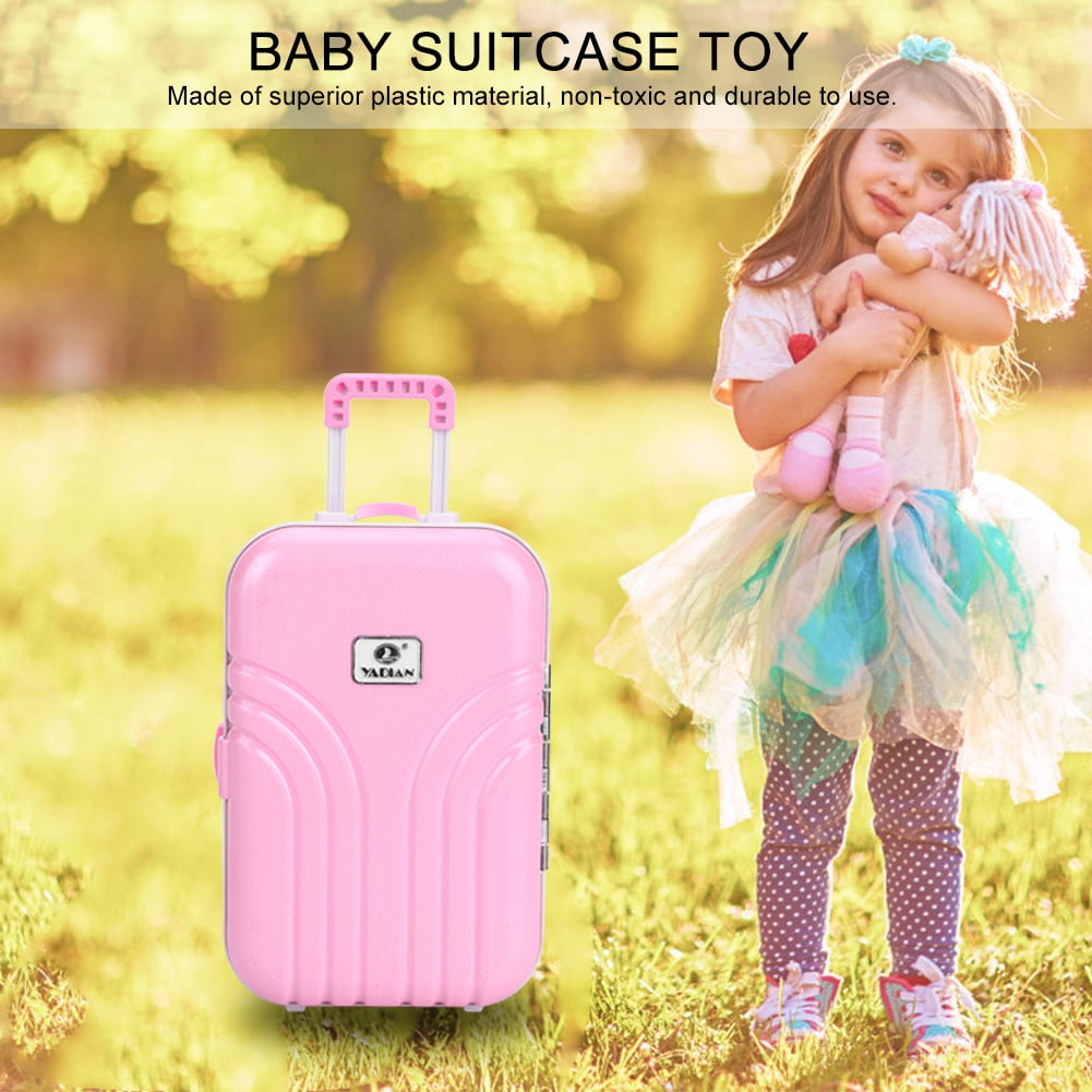 Kritne Baby Suitcase Toy Cute Plastic Rolling Suitcase Mini Luggage Box