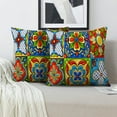 thumbnail image 2 of LALILO Throw Pillow Covers Mexican Tile Ethnic Folk Ornament Cushion Cover 18" x 18", 2 Pack, 2 of 6