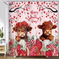 thumbnail image 2 of Valentines Day Highland Cow Shower Curtain, Flower Floral Valentine's Day Love Hearts Shower Curtain Set with Hooks, Romantic Red Rose Funny Animals Farmhouse Fabric Bathroom Decor 72 x 72 Inches, 2 of 5
