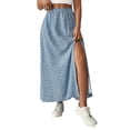 thumbnail image 2 of Women's Printed Maxi Skirt with Side Slit, Casual High Waist Flowy Long Skirt, Boho Summer Skirt for Vacation, Beach and Daily Wear,Blue,L, 2 of 8