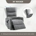 thumbnail image 5 of PAPROOS Rocker Recliner with Heat and Massage, Fabric 360° Swivel Rocking Recliner, Glider Rocking Chair for Nursery, Manual Recliner with Side Pocket for Adults for Home Theater Living Room, Gray, 5 of 7