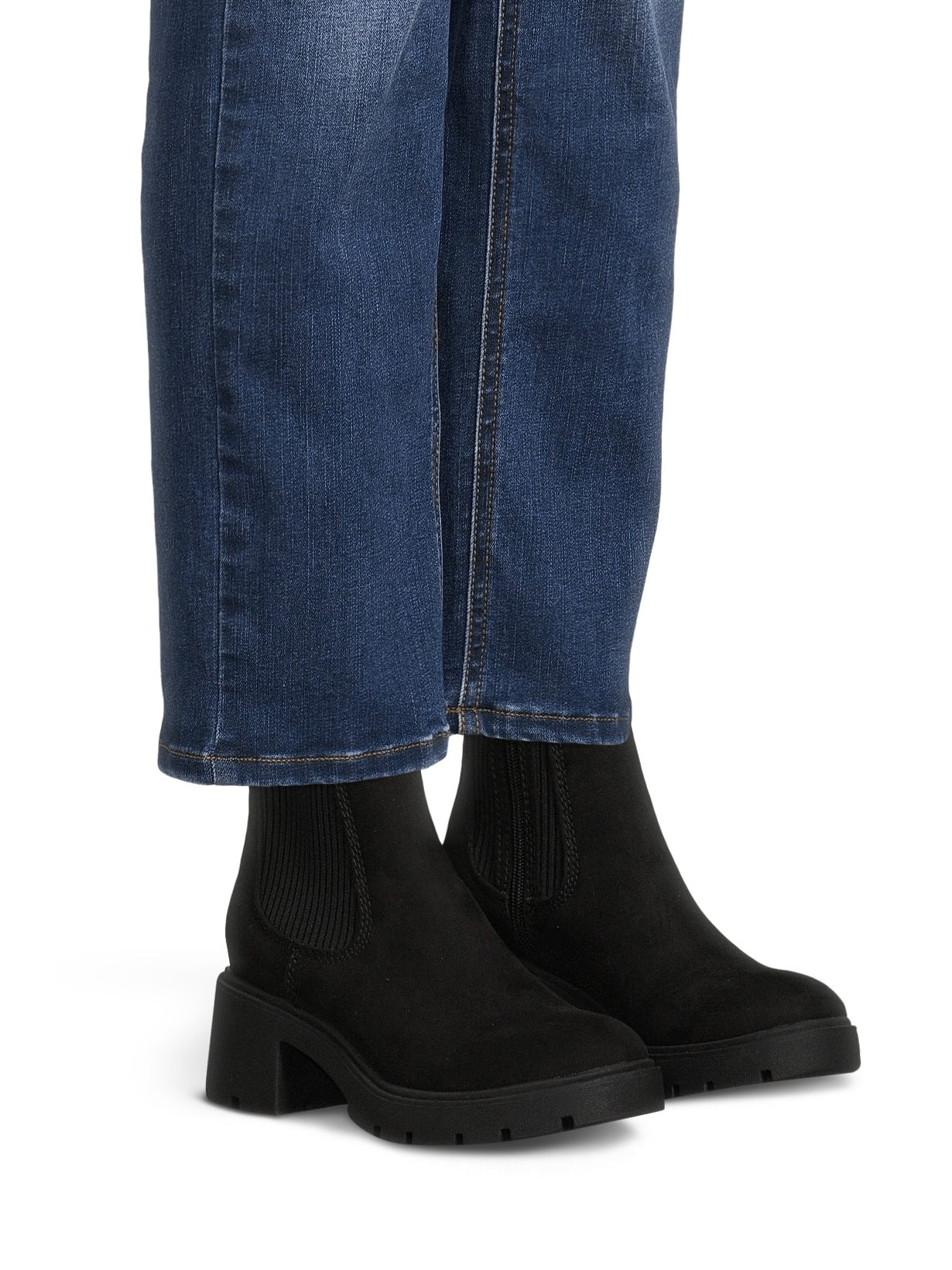 No Boundaries Women's Knit Chelsea Ankle Boots, Wide Width Available