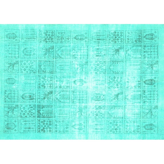 Ahgly Company Machine Washable Indoor Rectangle Persian Turquoise Blue Traditional Area Rugs, 2' x 5'