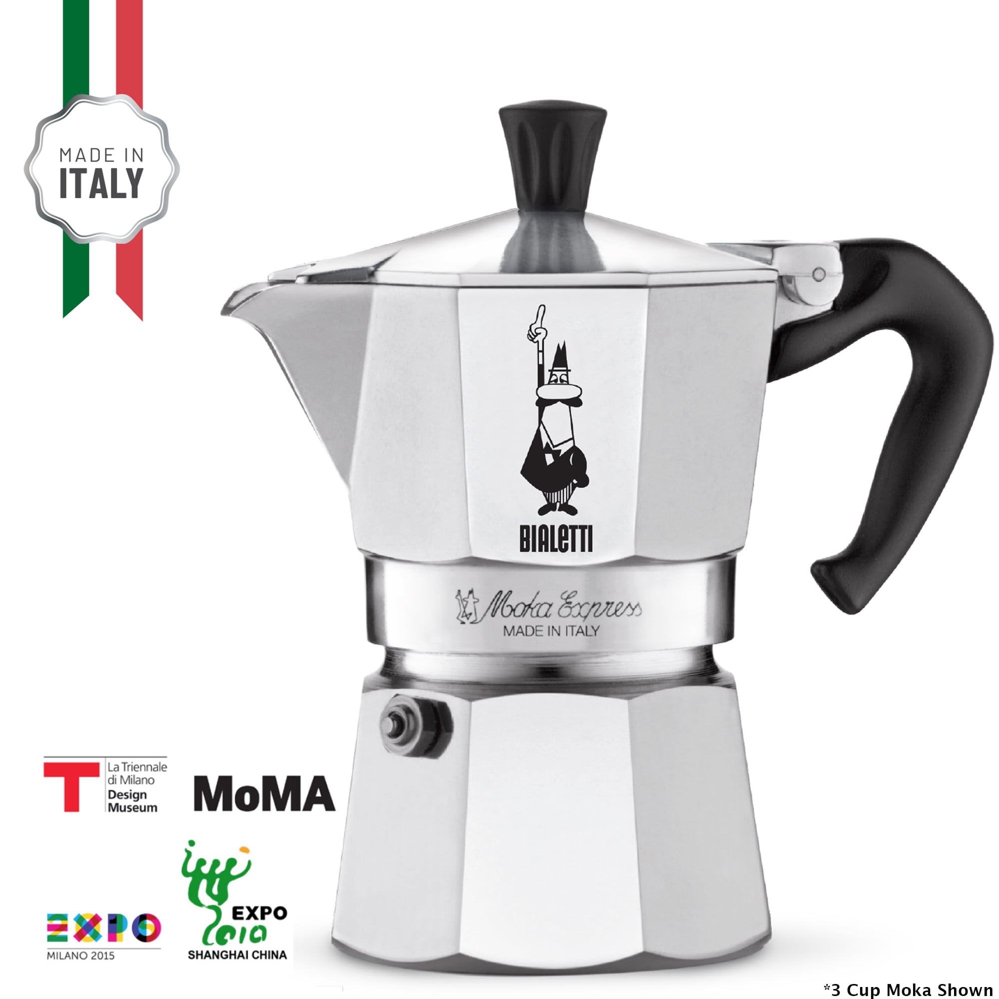 Original Bialetti 12-Espresso Cup Moka Express | Espresso Maker Machine and  Zonoz Wooden Small Espresso Stirring Spoon Bundle (12-cup, 25 fl oz, 775