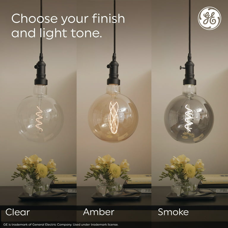 GE Vintage Style LED Edison Light Bulbs, Clear Glass, Warm Candle Light,  ST19 Bulb, 2pk