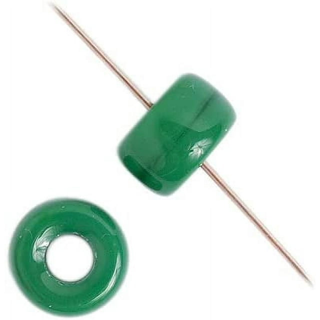 John Bead 100pcs 9mm Glass Crow Beads | Opaque Green Glass Pony Bead