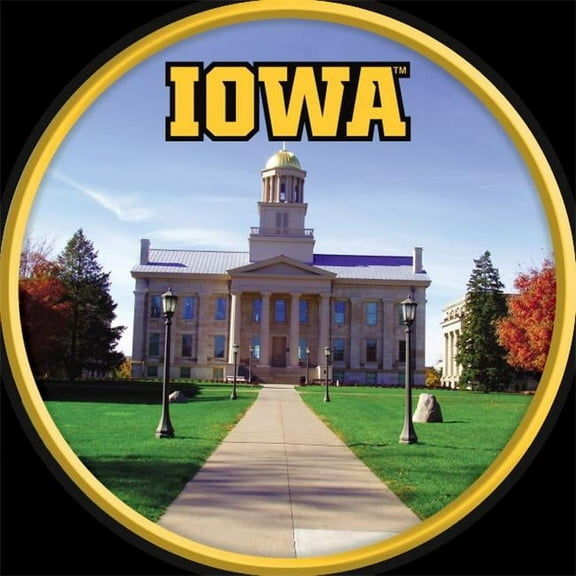 Grimm Industries IA-230-05 17 in. Team Disc Wall Sign - Old Capitol, Gold, Black & White