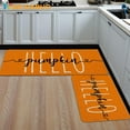 thumbnail image 4 of Hello Fall Kitchen Mat Set of 2,Orange Pumpkin Funny Kitchen Rug,Thanksgiving Holiday Creative Decor Anti Fatigue Waterproof Stain Resistant Floor Rug Non Slip Cushioned Floor Mat 17x29 and 17x47 in, 4 of 6