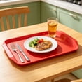 thumbnail image 4 of Plastic Serving Trays, Durable Serving Trays for Party, Rectangular Trays for Serving Food, Multi Color Kitchen Cafeteria Dinner Plate, Plastic Trays for Serving Food,16.9×11.8 in,Red, 4 of 6