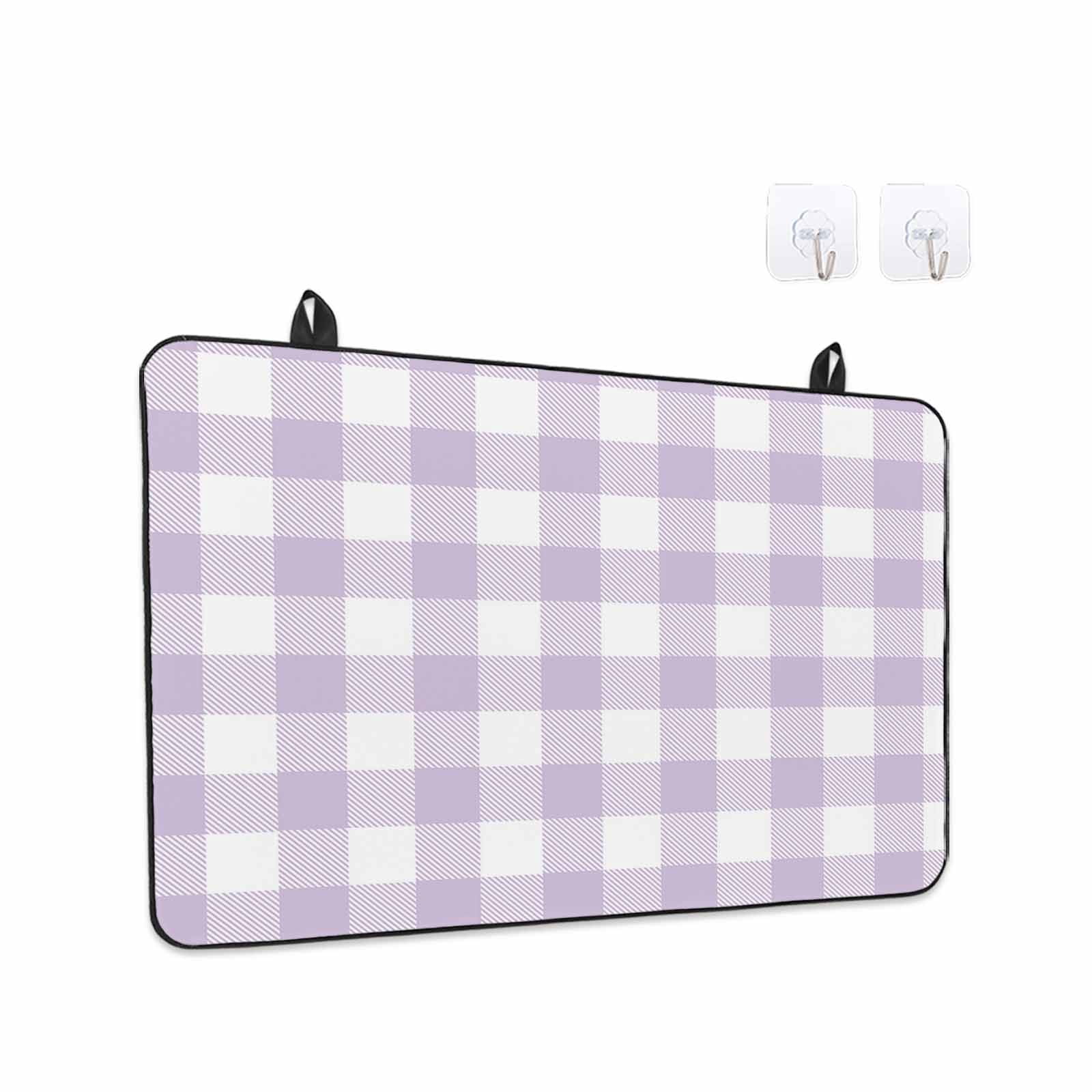 Plaid Purple Rural Style, Stove Top Cover for Electric Stove, Heat-proof & Non Slip Glass Top Stove Cover Protector, Rural Abstract Geometric Lattice Kitchen Flat Cooktop Rubber Mat 24x21 Inches