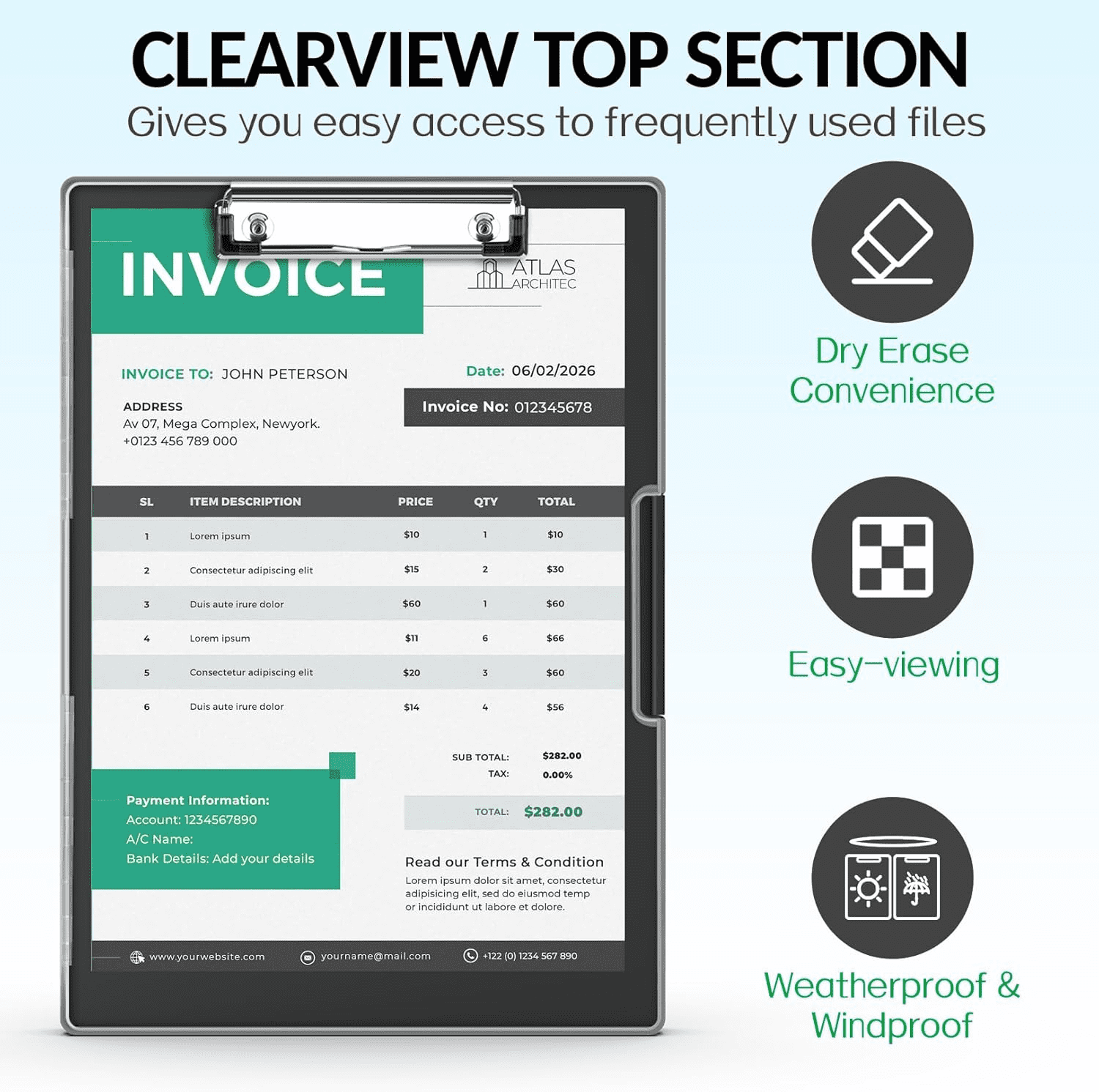 Clipboard with Storage, Heavy Duty Cleaview Clip Boards 8.5X11 with Dual Storage
