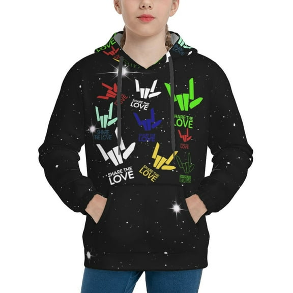 Share The Love Hoodies Sweatshirts Long Sleeve Sweaters Outfits Pullover Clothes Boys Girls Top