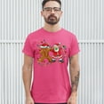 thumbnail image 3 of Tee Hunt Gingerbread Man and Santa Claus Dab Dance T-shirt Merry Christmas Men's Tee, Hot Pink, Small, 3 of 5