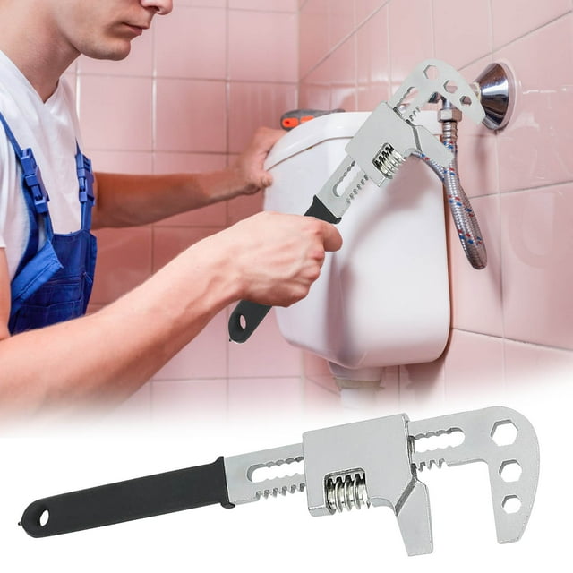 Clé à Molette Réglable de Type F avec Tige Coulissante à Turbine - Outil Multifonctionnel pour Réparations Domestiques, Installation de Tuyaux et Travaux Mécaniques - Couple Élevé, Fonction Clé Hexagonale, et Prise Ergonomique