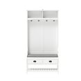 thumbnail image 6 of Modern Wooden Hallway Hall Tree With 2 Storage Drawers, 4 Coat Rack And Padded Seat, Entryway Shoe Bench Shelf Multifunctional , Seat Cushion Top Shelf, White, 6 of 6