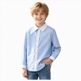 thumbnail image 1 of Splozh Chemise Habillée Garçon Été Basique Décontractée à Manches Longues Chandails Garçon Coupe Régulière Boutonnée Chemise Habillée Garçon pour l'École, Bleu Ciel, 11-12 Ans, 1 of 5