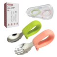 thumbnail image 1 of Set de cubiertos para niños pequeños de acero inoxidable con mango de silicona, 1 of 8