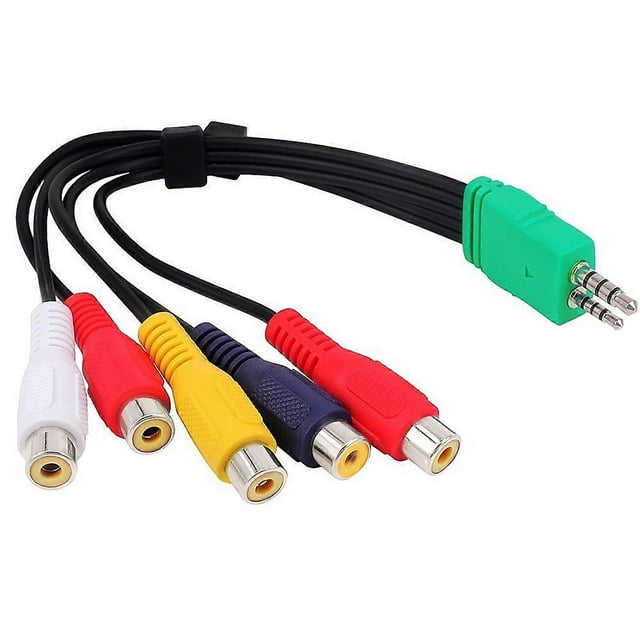 Replacement Video Cable for BN39-01154 TV Component Adapter 3.5mm Male 2.5mm Male to 5RCA Female Video Cable Cord