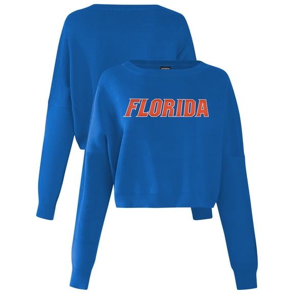 Women's Hype and Vice Royal Florida Gators Oversized Cropped Ivy Knit Pullover Sweater