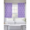 thumbnail image 5 of Purple Moroccan Sheer Curtains 54 Inch Length 2 Panels Set, Boho Ethnic Abstract Quatrefoil Motifs Voile Window Treatment Rod Pocket Short Kitchen Curtains Drapes for Bedroom 52"x54"x2, 5 of 7