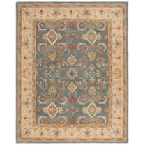 SAFAVIEH Anatolia Stephen Floral Wool Area Rug, Light Blue/Ivory, 11' x 17'