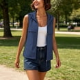 thumbnail image 7 of MaFYtyTPR Women's Sleeveless Zip Up Hoodie Vest Lightweight Casual Hooded Jacket with Chest Pockets for Outdoor Activities Navy M, 7 of 7